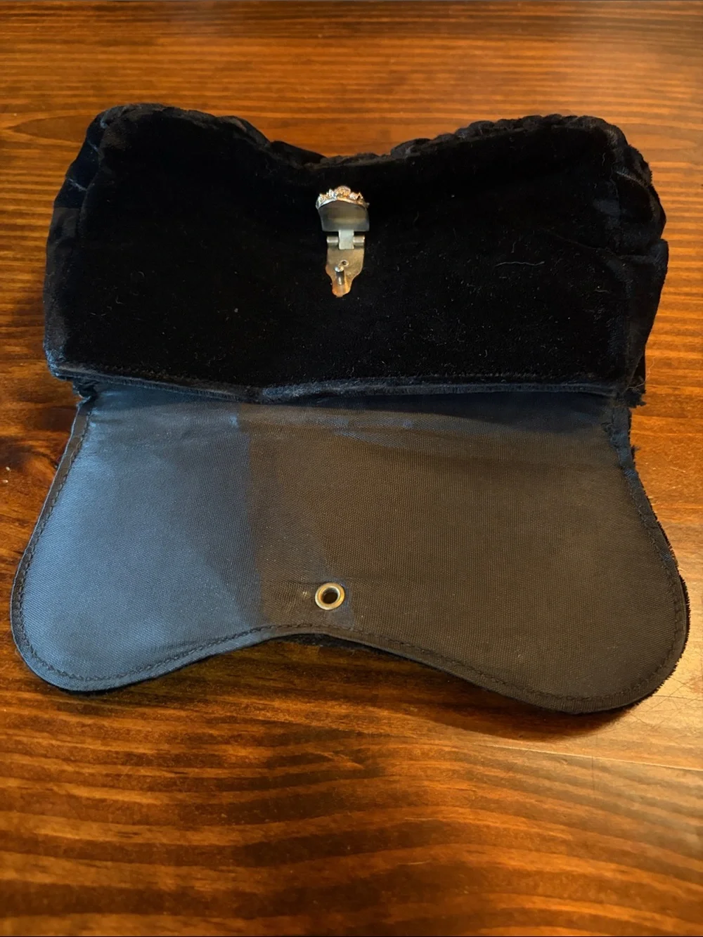 Vintage Embroidered Black Velvet Bag & Belt Set